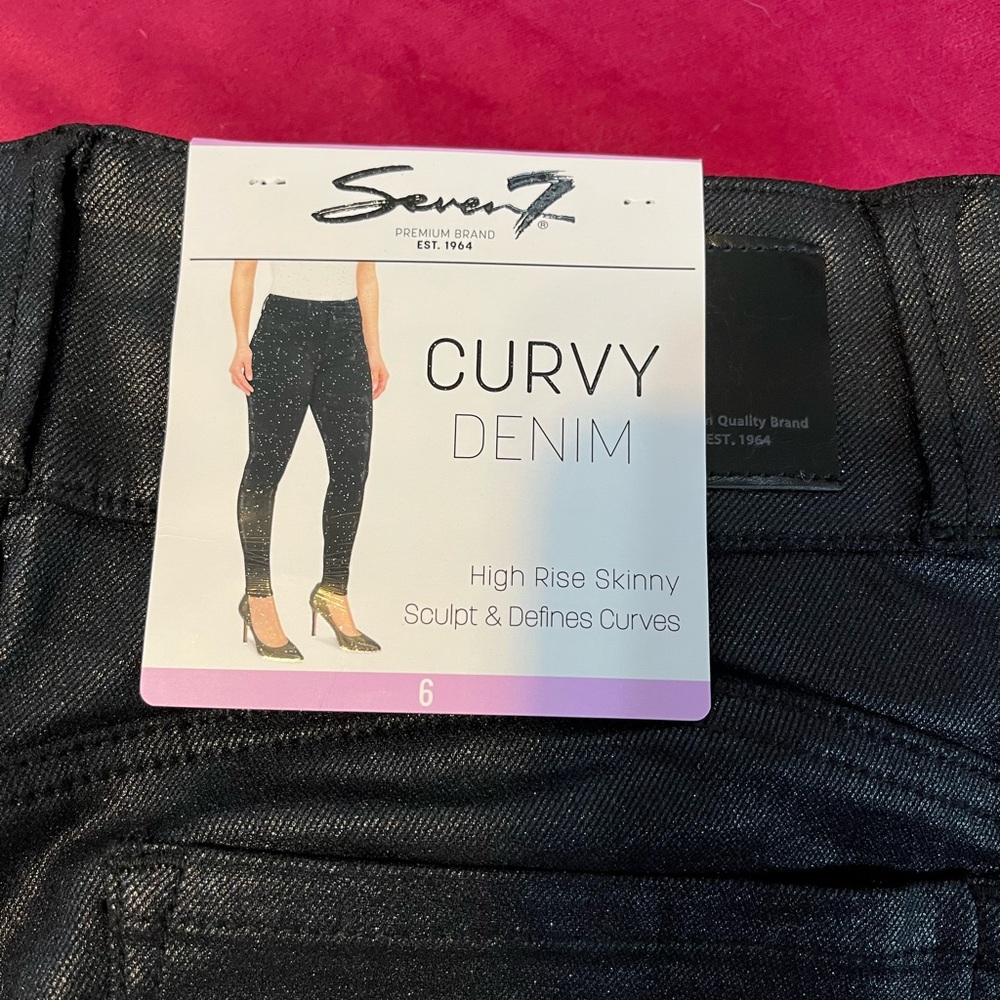 Black with SHIMMER, size 6, 7even brand jeans
